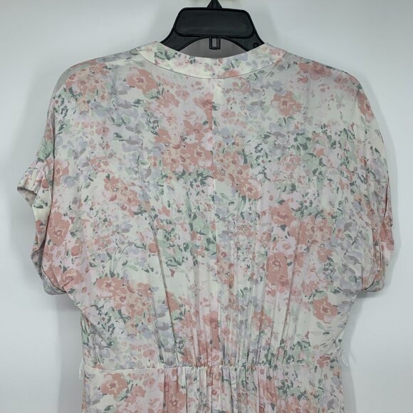 H&M Dress Floral Print Button Down Midi V Neck Short Sleeve - Picture 10 of 12
